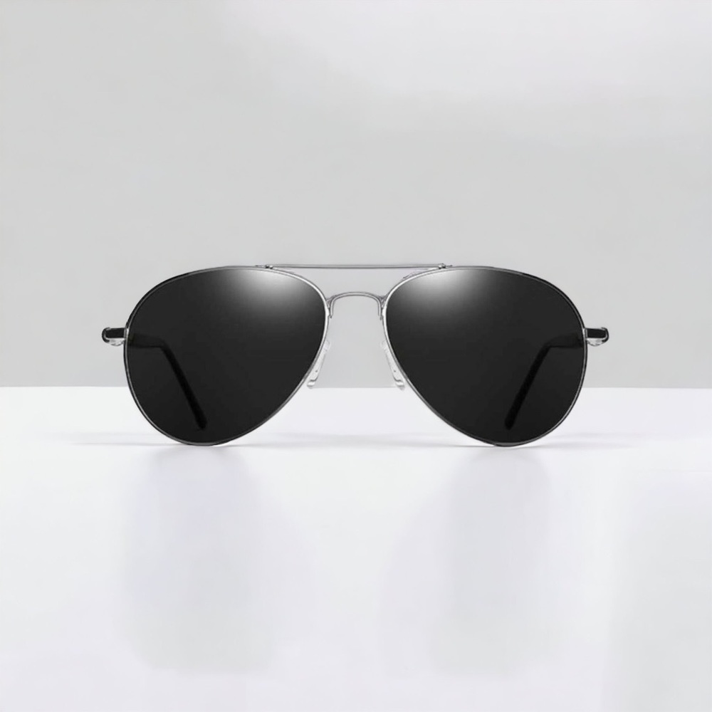 Mens Silver Metal Aviator Sunglasses Gray Polarized Lenses New with Case